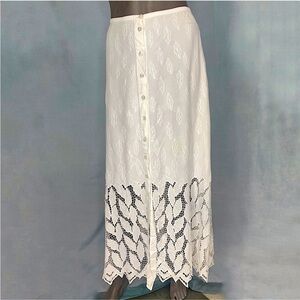 Serendipity Maui Vintage Bohemian Lace Maxi Skirt White Natural Rayon Small